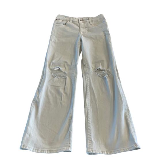 Hudson Rosalie Wide Leg Jeans White Distressed Size 25 - Picture 2 of 13